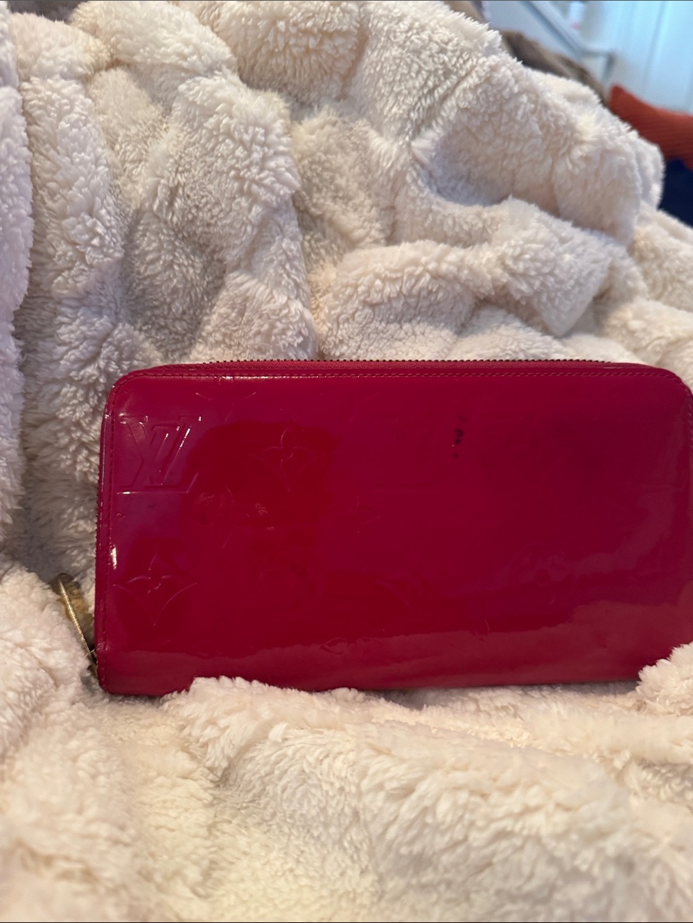 Louis Vuitton Pink Patent Leather Zip Wallet